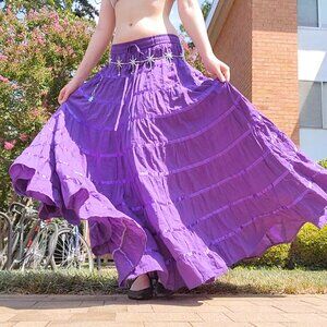 ✩₊˚ 🪻.⋆ Phagun whimsical purple maxi length tiered skirt ☾⋆⁺🪻₊✧